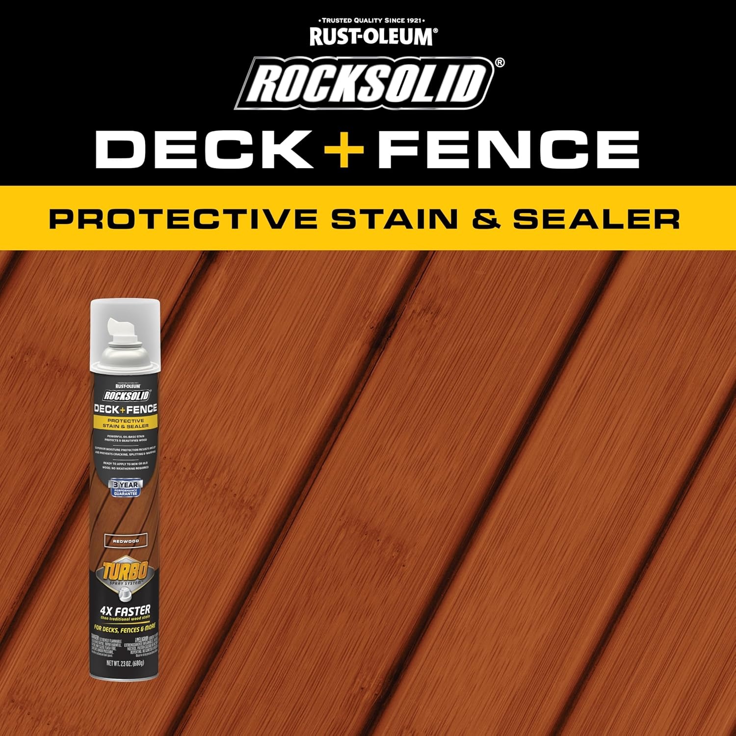 image:imageRockSolid Deck amp Fence Natural Protective Stain amp Sealer Deck amp Fence Protection UV amp Moisture Resistance One Coat Coverage OilBased Formula 23 OzRedwood
