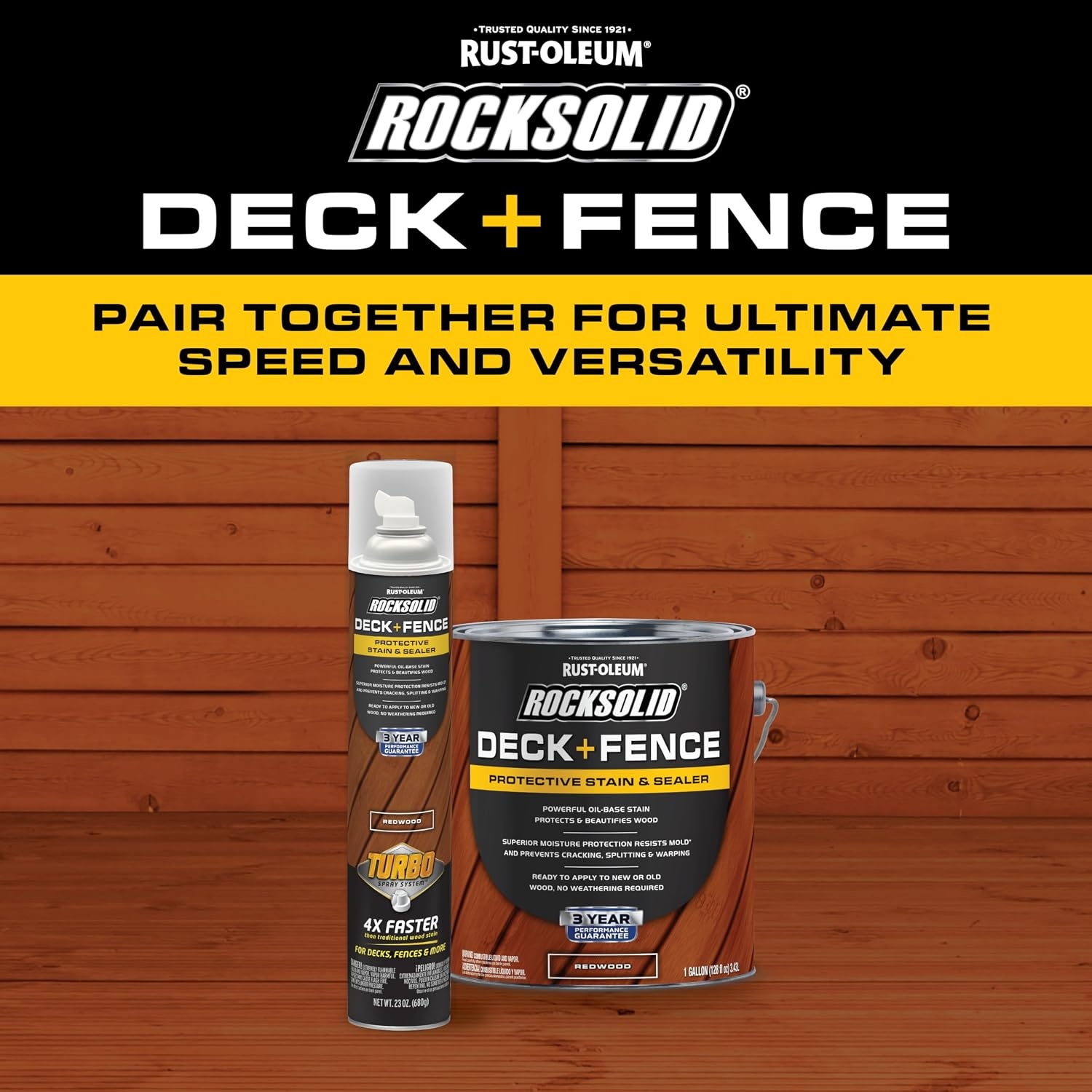 image:imageRockSolid Deck amp Fence Natural Protective Stain amp Sealer Deck amp Fence Protection UV amp Moisture Resistance One Coat Coverage OilBased Formula 23 OzRedwood