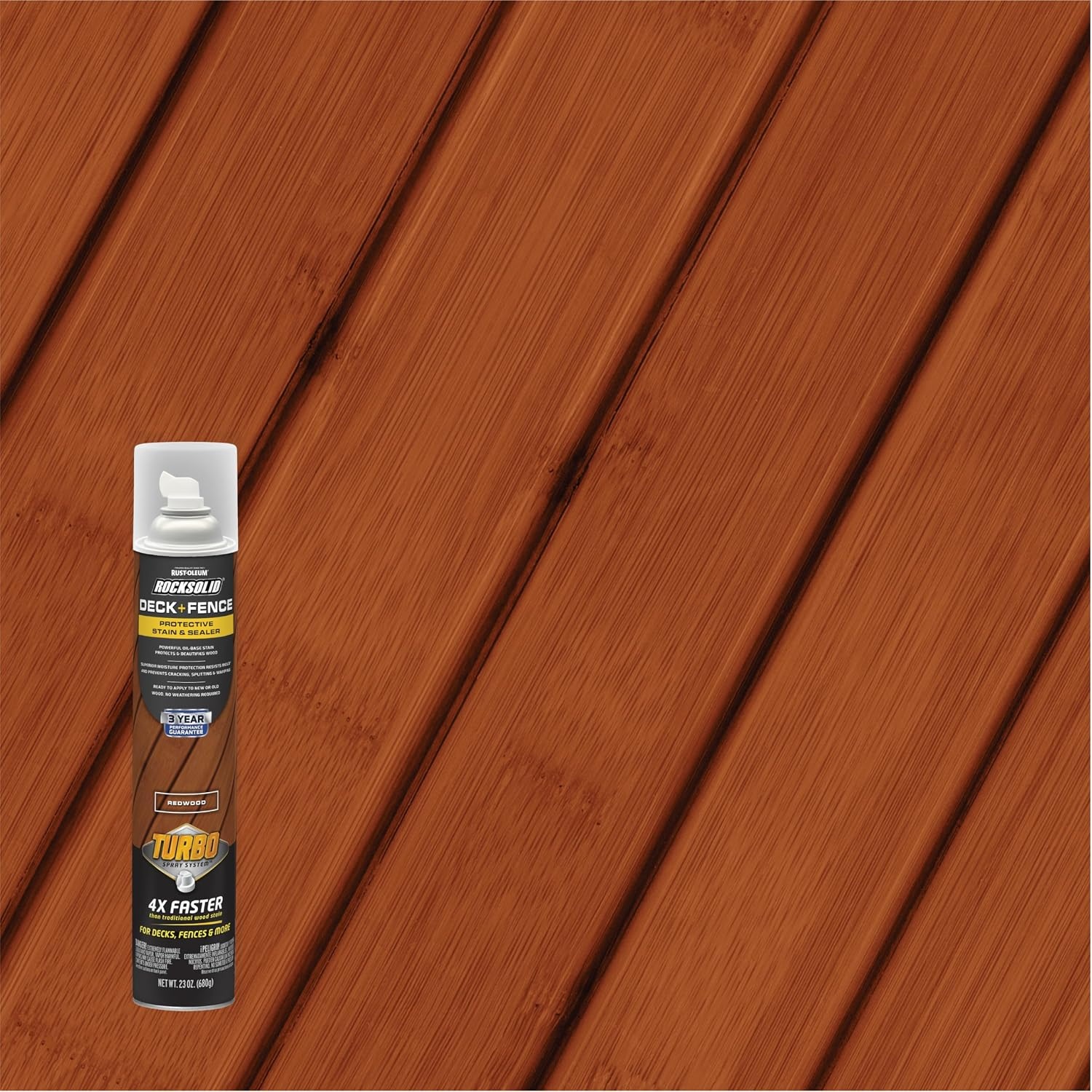 image:imageRockSolid Deck amp Fence Natural Protective Stain amp Sealer Deck amp Fence Protection UV amp Moisture Resistance One Coat Coverage OilBased Formula 23 OzRedwood