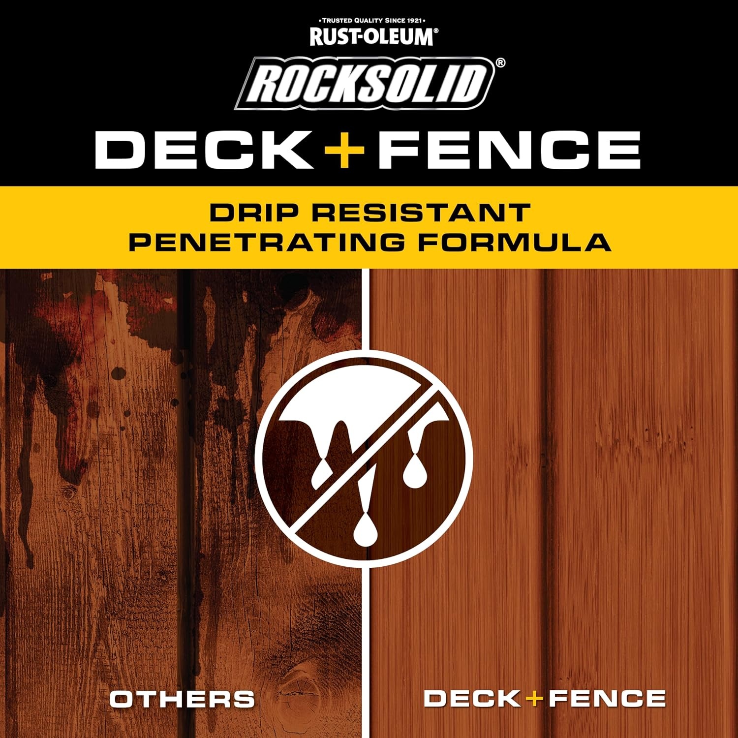 image:imageRockSolid Deck amp Fence Natural Protective Stain amp Sealer Deck amp Fence Protection UV amp Moisture Resistance One Coat Coverage OilBased Formula 23 OzRedwood