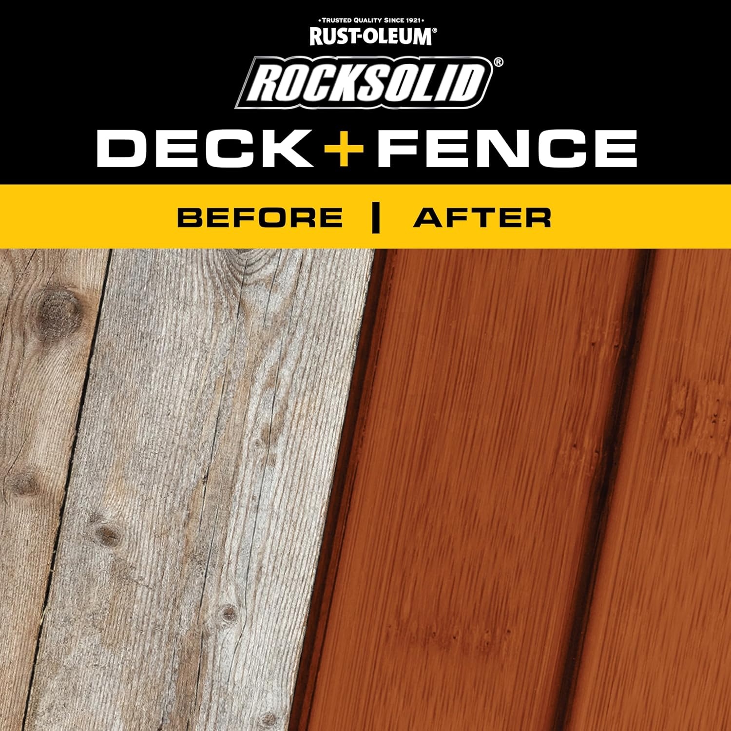 image:imageRockSolid Deck amp Fence Natural Protective Stain amp Sealer Deck amp Fence Protection UV amp Moisture Resistance One Coat Coverage OilBased Formula 23 OzRedwood