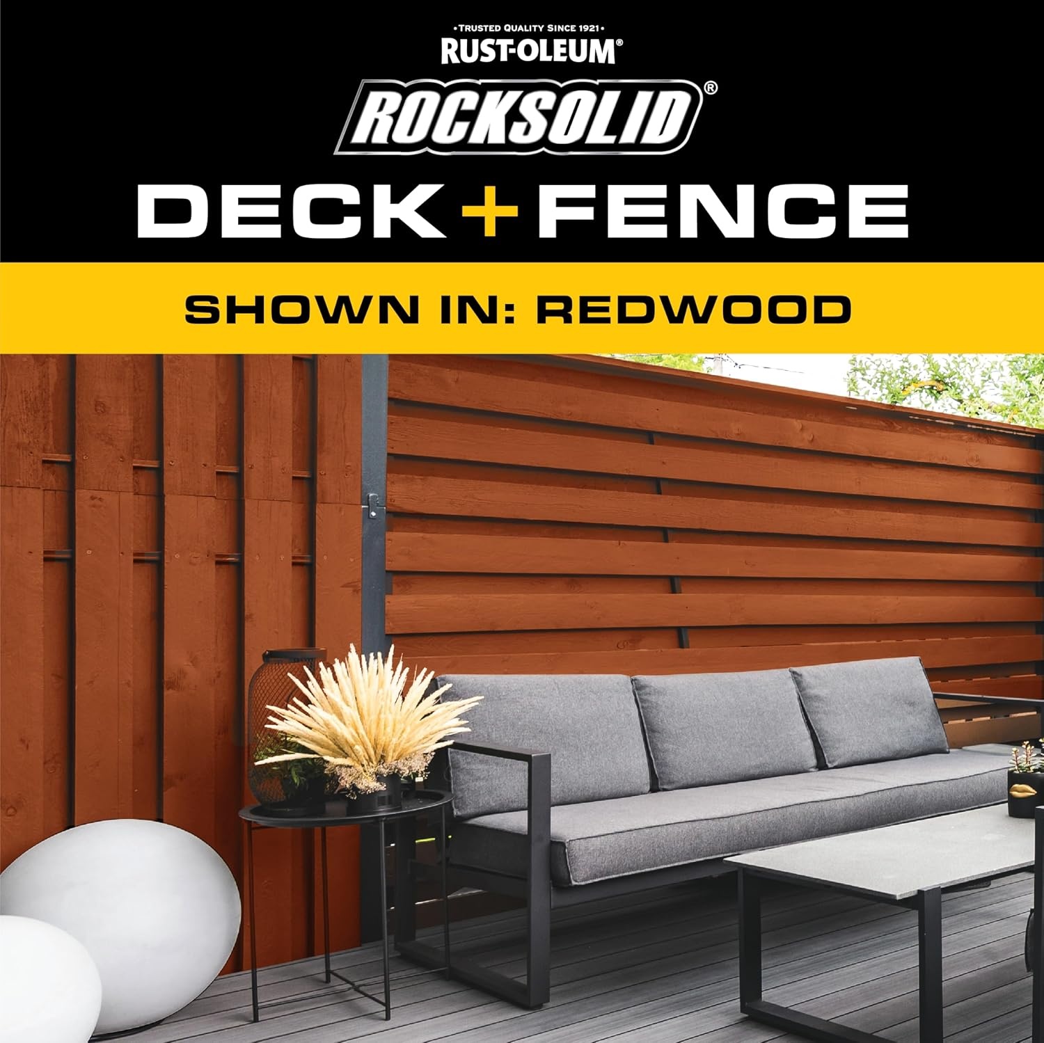 image:imageRockSolid Deck amp Fence Natural Protective Stain amp Sealer Deck amp Fence Protection UV amp Moisture Resistance One Coat Coverage OilBased Formula 23 OzRedwood