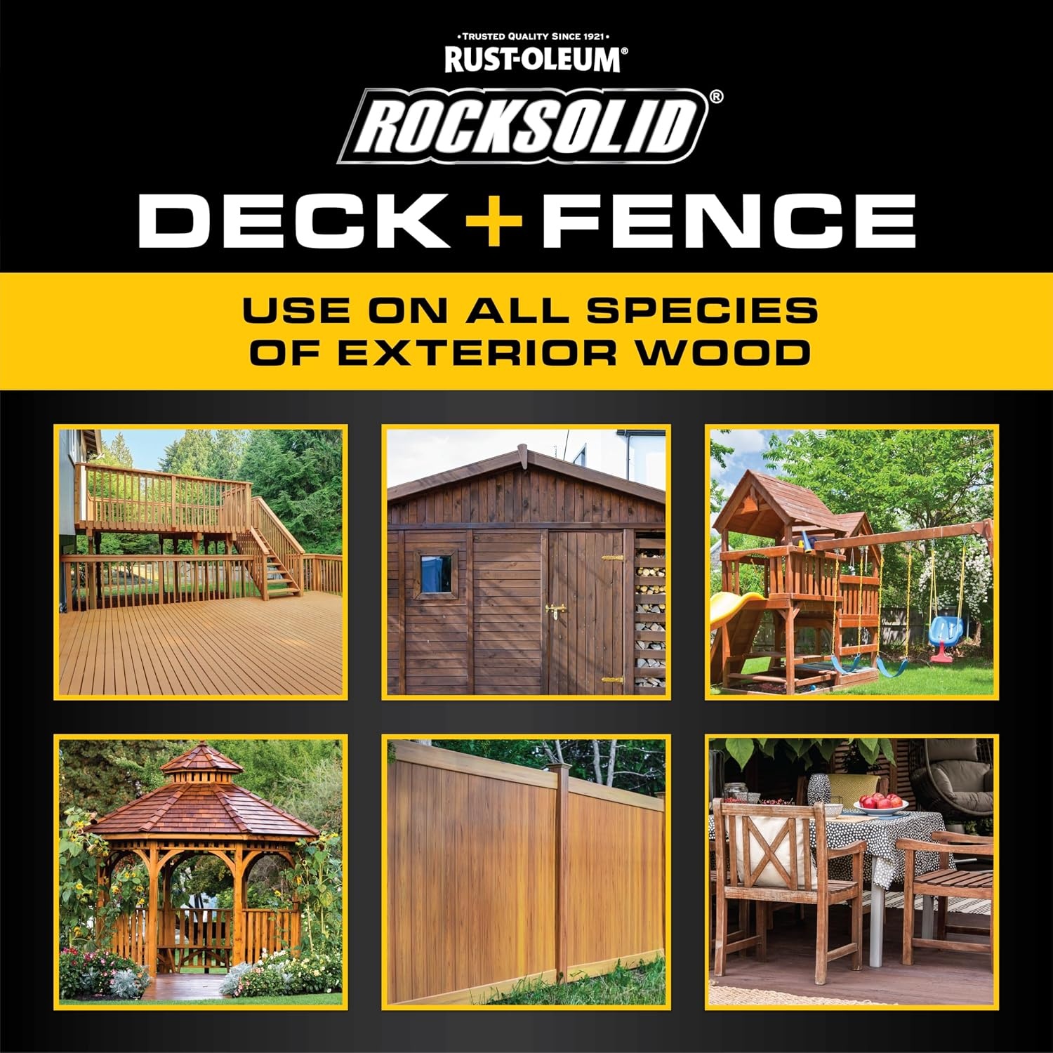 image:imageRockSolid Deck amp Fence Natural Protective Stain amp Sealer Deck amp Fence Protection UV amp Moisture Resistance One Coat Coverage OilBased Formula 23 OzRedwood