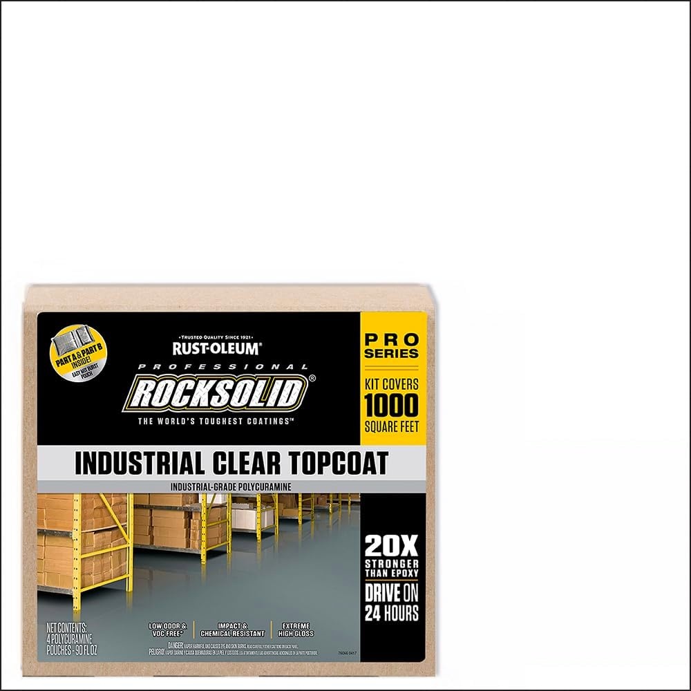 image:imageRockSolid Professional Industrial Floor High Gloss Clear Coating Kit 20X Stronger Than Epoxy Industrial Floor Protection Chemical amp Abrasion Resistance Commercial amp Garage Covers 1000 Sq FtClear