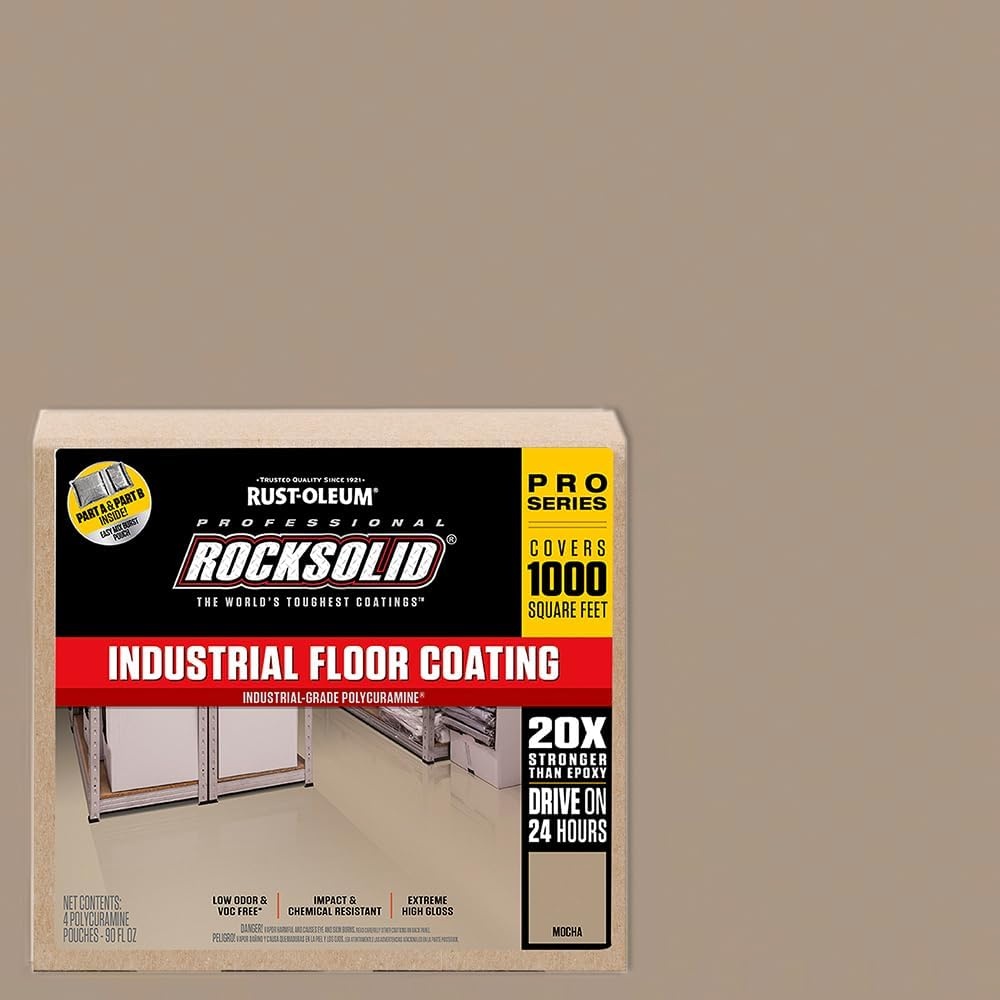 image:imageRockSolid Professional Industrial Floor High Gloss Clear Coating Kit 20X Stronger Than Epoxy Industrial Floor Protection Chemical amp Abrasion Resistance Commercial amp Garage Covers 1000 Sq FtMocha