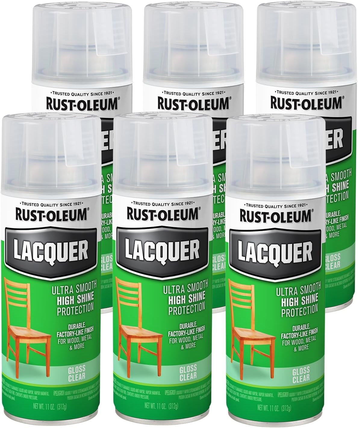 image:imageRustOleum 19068306PK Lacquer Spray Paint 11 oz Gloss Clear 6 PackClear