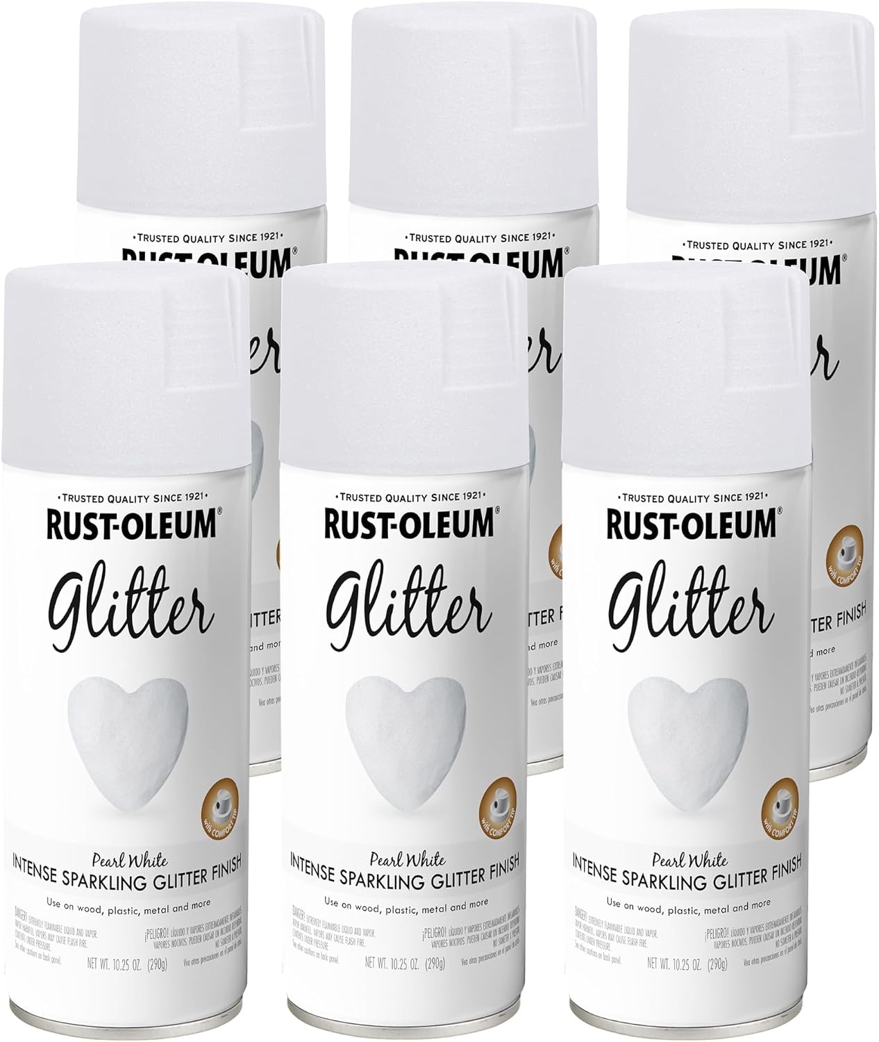 image:imageRustOleum 3426076PK Specialty Glitter Spray Paint 1025 oz Purple MultiColor 6 PackPearl White