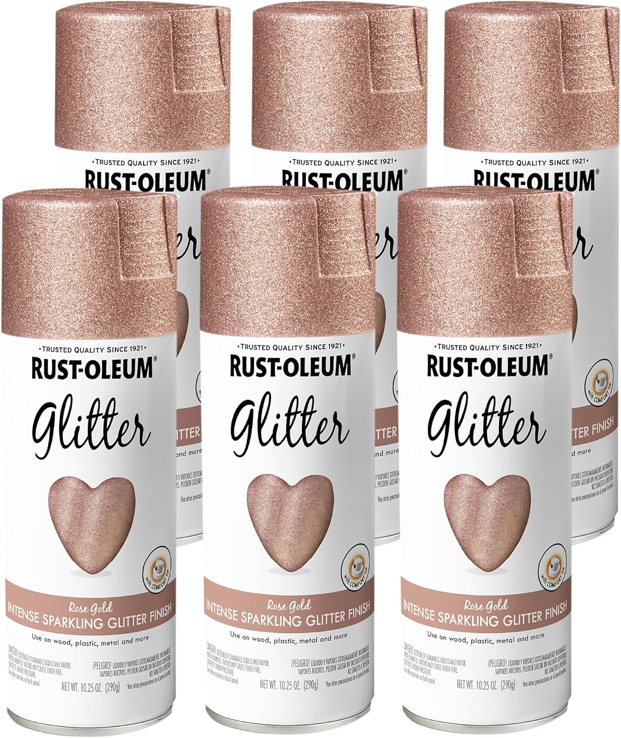 image:imageRustOleum 3426076PK Specialty Glitter Spray Paint 1025 oz Purple MultiColor 6 PackRose Gold
