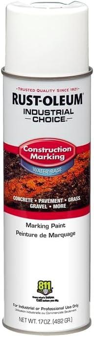 image:imageRustOleum Construction Marking Spray Paint WaterBased White M1400 System 17oz Construction amp survey marking fastdry inverted spray for pavement soil turf amp utilities Pack of 12White
