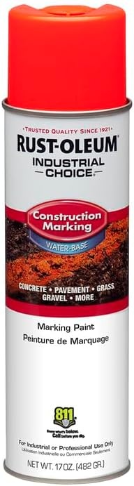 image:imageRustOleum Construction Marking Spray Paint WaterBased White M1400 System 17oz Construction amp survey marking fastdry inverted spray for pavement soil turf amp utilities Pack of 12Fluorescent RedOrange