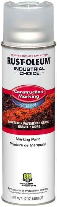 image:imageRustOleum Construction Marking Spray Paint WaterBased White M1400 System 17oz Construction amp survey marking fastdry inverted spray for pavement soil turf amp utilities Pack of 12Clear