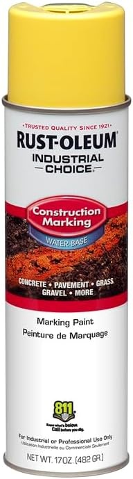image:imageRustOleum Construction Marking Spray Paint WaterBased White M1400 System 17oz Construction amp survey marking fastdry inverted spray for pavement soil turf amp utilities Pack of 12High Visibility Yellow