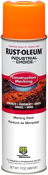 image:imageRustOleum Construction Marking Spray Paint WaterBased White M1400 System 17oz Construction amp survey marking fastdry inverted spray for pavement soil turf amp utilities Pack of 12Fluorescent Orange