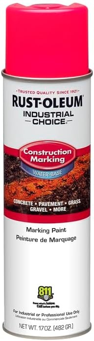 image:imageRustOleum Construction Marking Spray Paint WaterBased White M1400 System 17oz Construction amp survey marking fastdry inverted spray for pavement soil turf amp utilities Pack of 12Fluorescent Pink