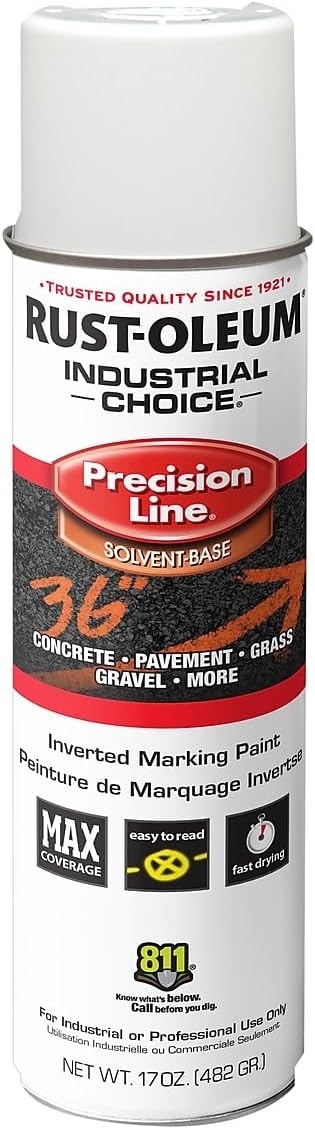 image:imageRustOleum Inverted Marking Spray WaterBased White M1600 System 17oz Inverted marking paint for pavement turf gravel amp utilities fastdry weatherresistant 12packWhite