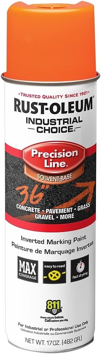 image:imageRustOleum Inverted Marking Spray WaterBased White M1600 System 17oz Inverted marking paint for pavement turf gravel amp utilities fastdry weatherresistant 12packFluorescent Orange