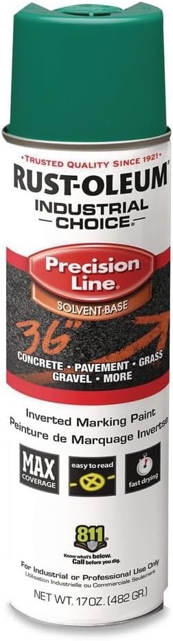 image:imageRustOleum Inverted Marking Spray WaterBased White M1600 System 17oz Inverted marking paint for pavement turf gravel amp utilities fastdry weatherresistant 12packAPWA Safety Green