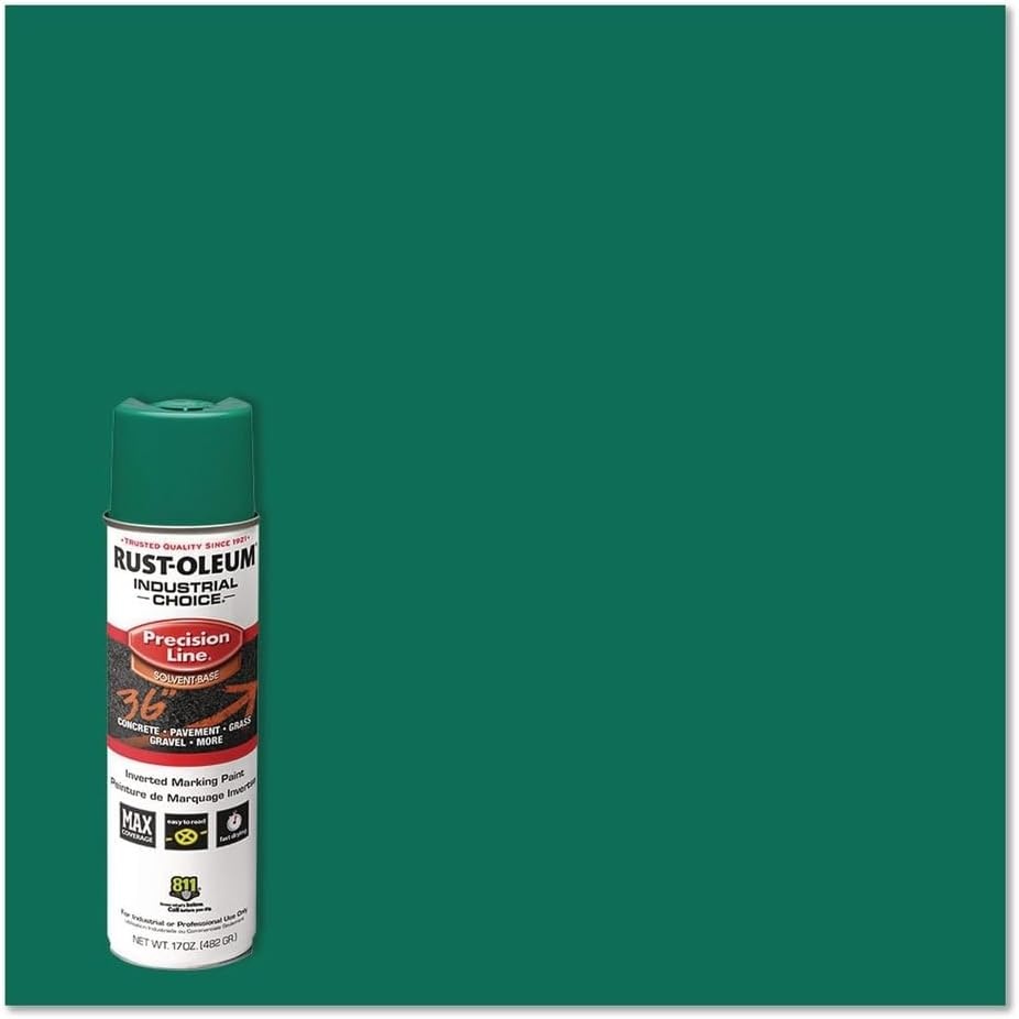 image:imageRustOleum Inverted Marking Spray WaterBased White M1600 System 17oz Inverted marking paint for pavement turf gravel amp utilities fastdry weatherresistant 12packAPWA Safety Green