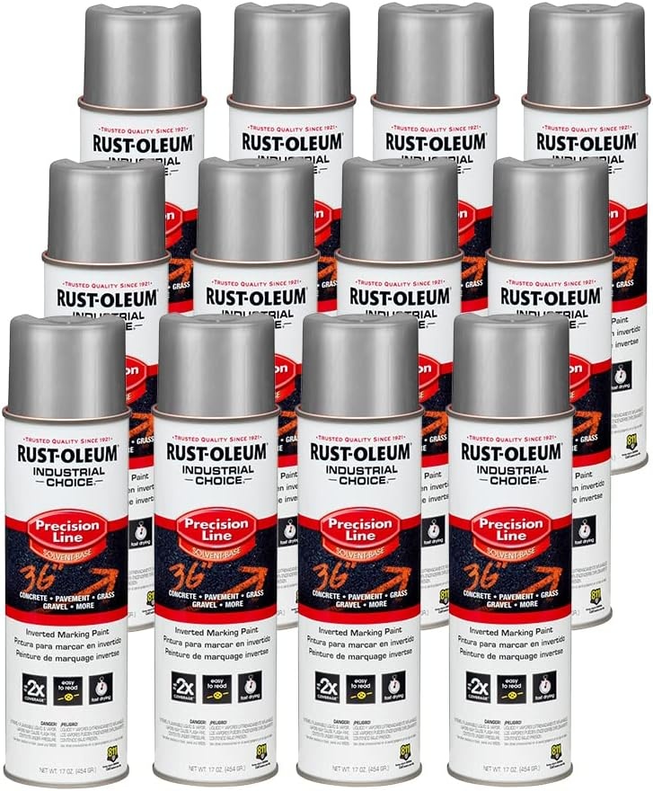 image:imageRustOleum Inverted Marking Spray WaterBased White M1600 System 17oz Inverted marking paint for pavement turf gravel amp utilities fastdry weatherresistant 12packSilver