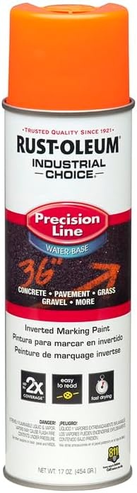 image:imageRustOleum Inverted Marking Spray WaterBased White M1600 System 17oz Inverted marking paint for pavement turf gravel amp utilities fastdry weatherresistant 12packFluorescent Orange