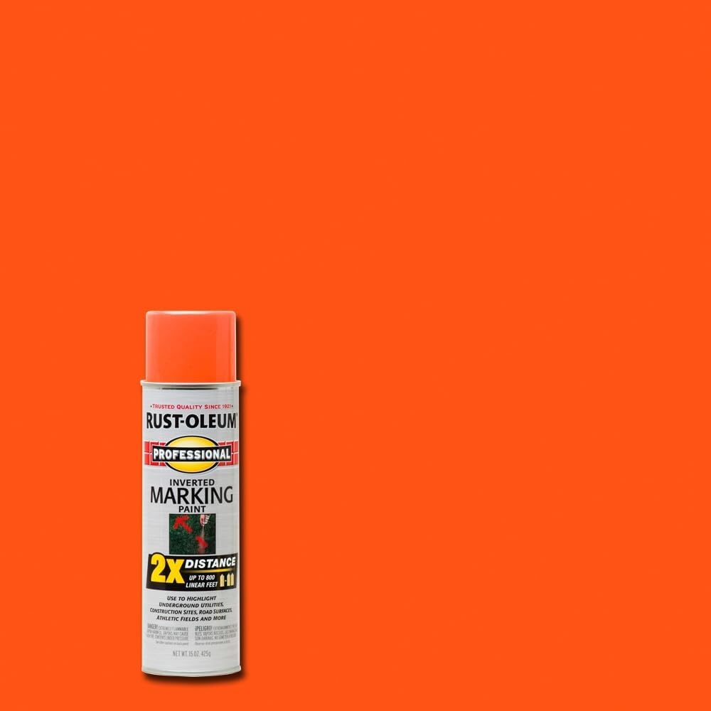 image:imageRustOleum Professional Mega Size Inverted Marking RedOrange Spray Paint Large Area Marking Quarter Mile Coverage Construction And Utility Marking Fewer Can Changes 26 ozFluorescent Orange