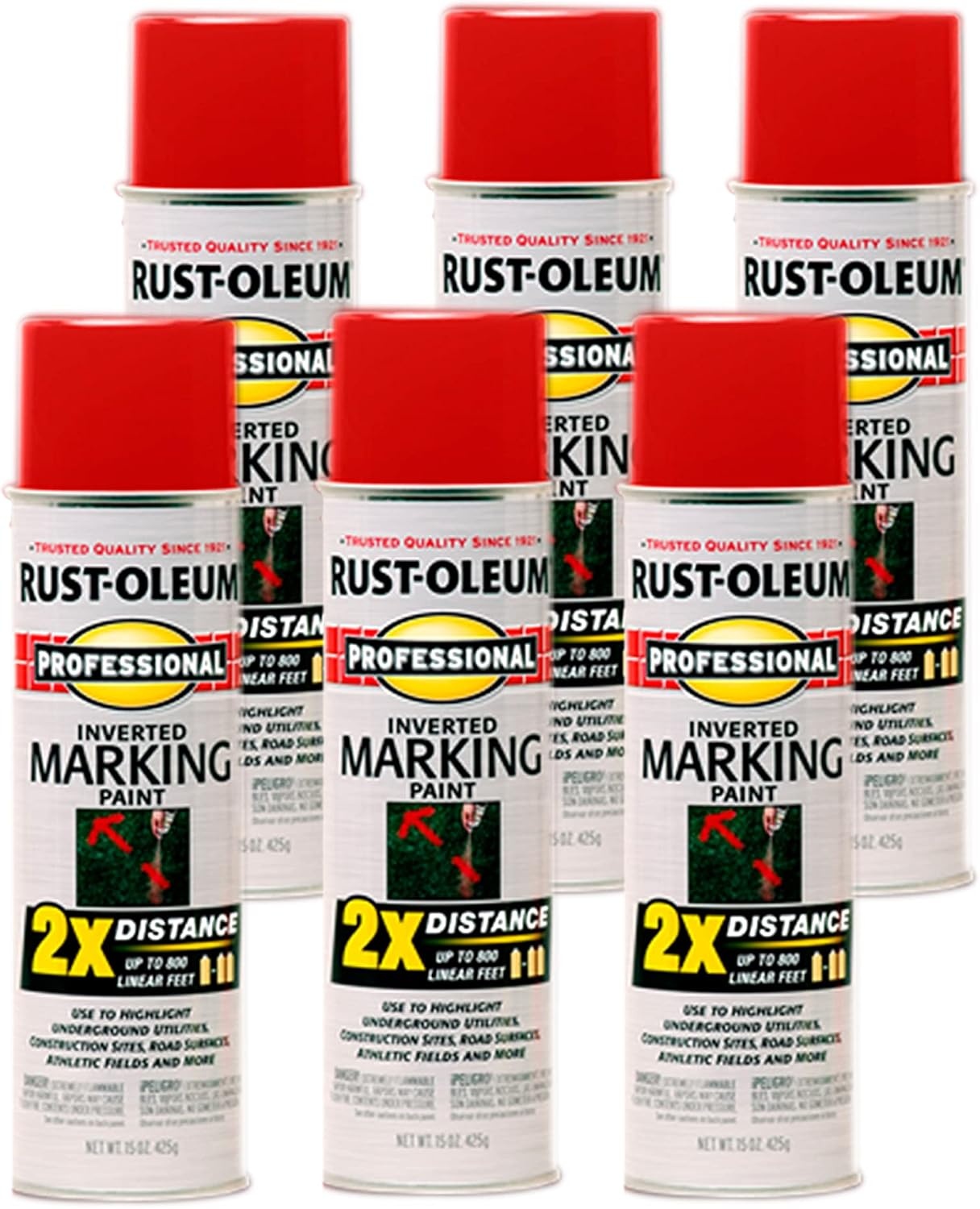 image:imageRustOleum Professional Mega Size Inverted Marking RedOrange Spray Paint Large Area Marking Quarter Mile Coverage Construction And Utility Marking Fewer Can Changes 26 ozSafety Red