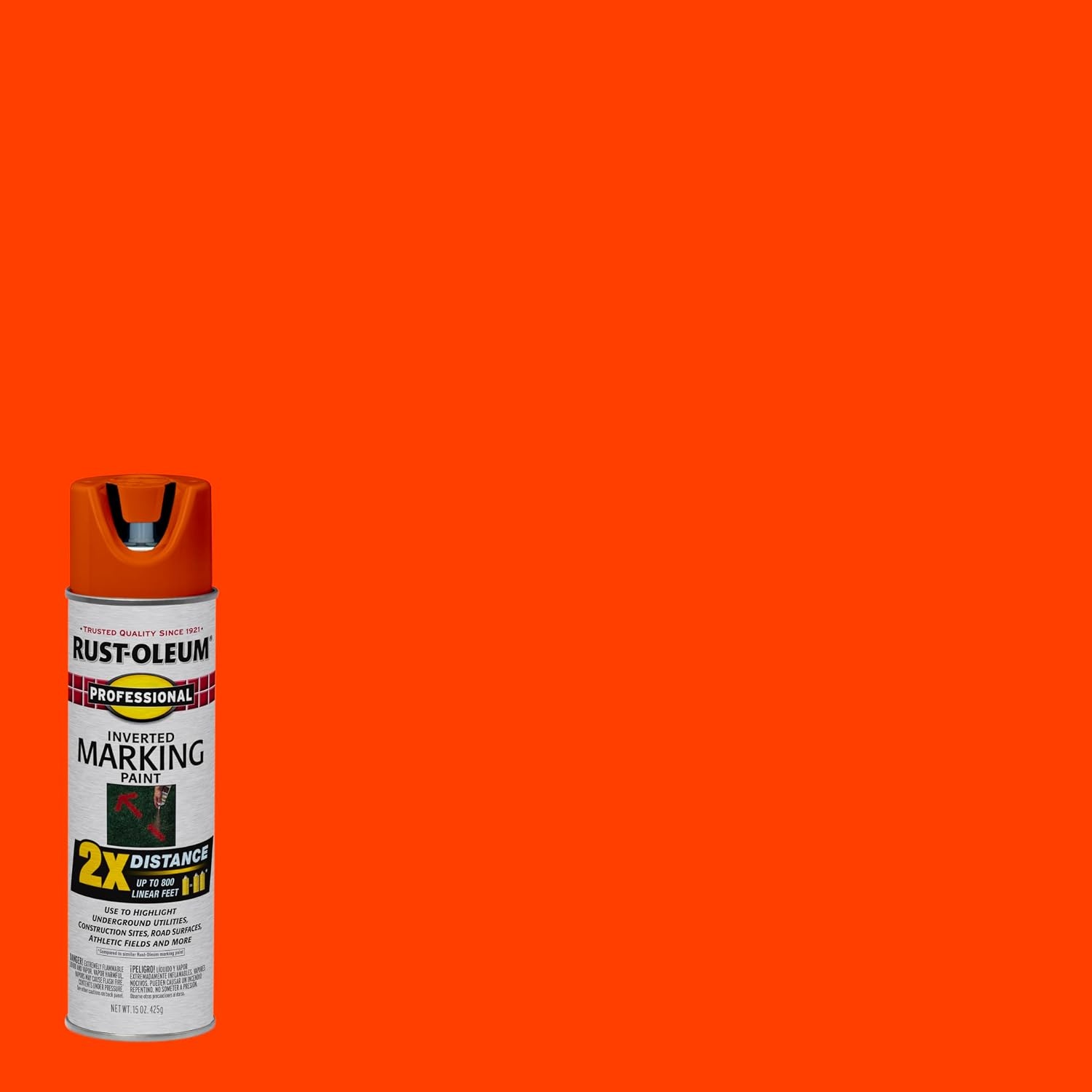 image:imageRustOleum Professional Mega Size Inverted Marking RedOrange Spray Paint Large Area Marking Quarter Mile Coverage Construction And Utility Marking Fewer Can Changes 26 ozFluorescent RedOrange