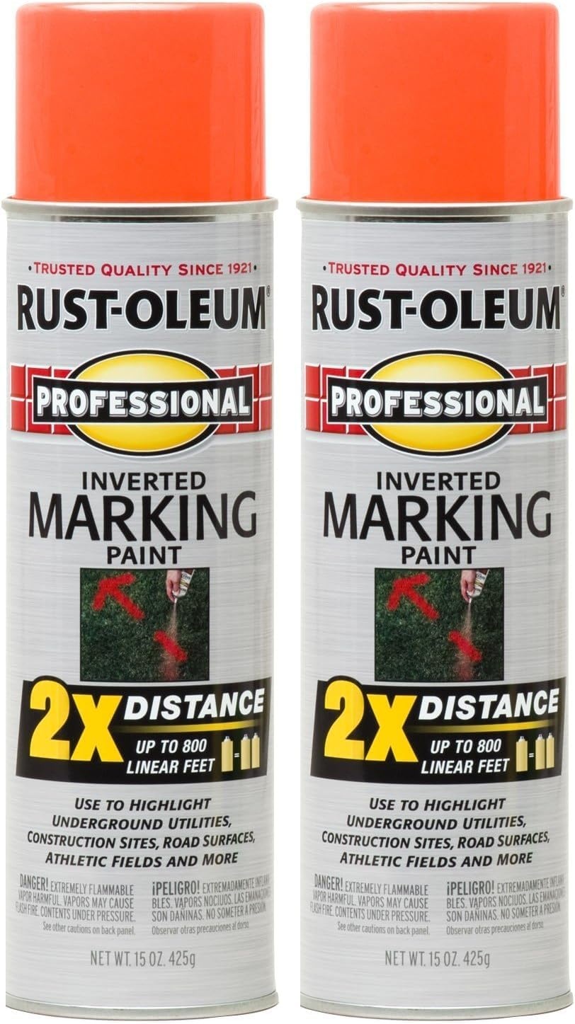 image:imageRustOleum Professional Mega Size Inverted Marking RedOrange Spray Paint Large Area Marking Quarter Mile Coverage Construction And Utility Marking Fewer Can Changes 26 ozFluorescent Orange