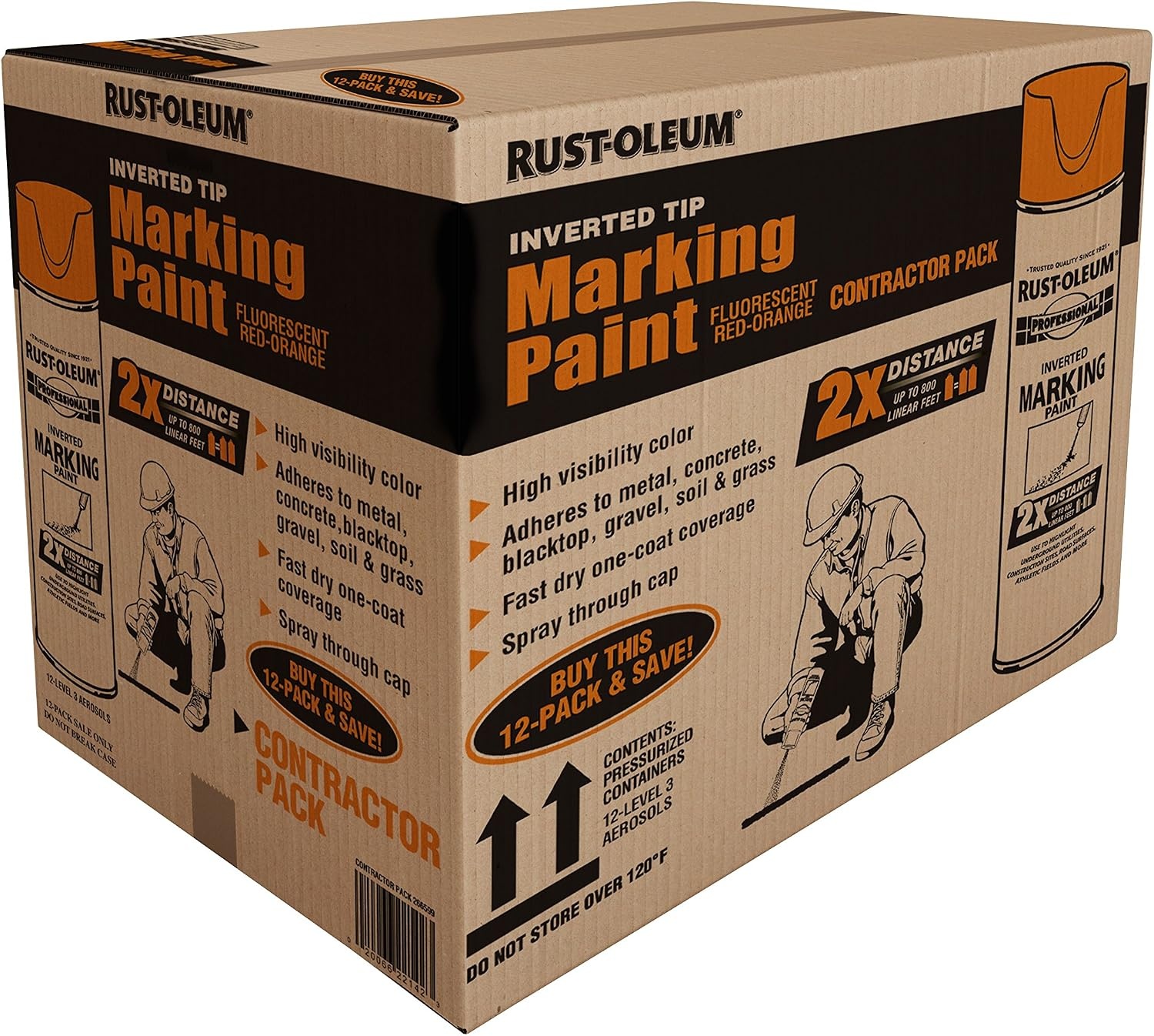 image:imageRustOleum Professional Mega Size Inverted Marking RedOrange Spray Paint Large Area Marking Quarter Mile Coverage Construction And Utility Marking Fewer Can Changes 26 ozFluorescent RedOrange