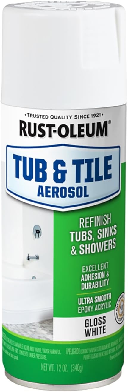 image:imageRustOleum Tub amp Tile White Spray Paint Bathroom Surface Refresh Ceramic Porcelain Fiberglass Moisture Resistant Finish 12 OzWhite