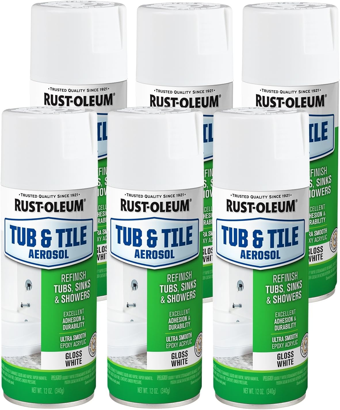 image:imageRustOleum Tub amp Tile White Spray Paint Bathroom Surface Refresh Ceramic Porcelain Fiberglass Moisture Resistant Finish 12 OzWhite