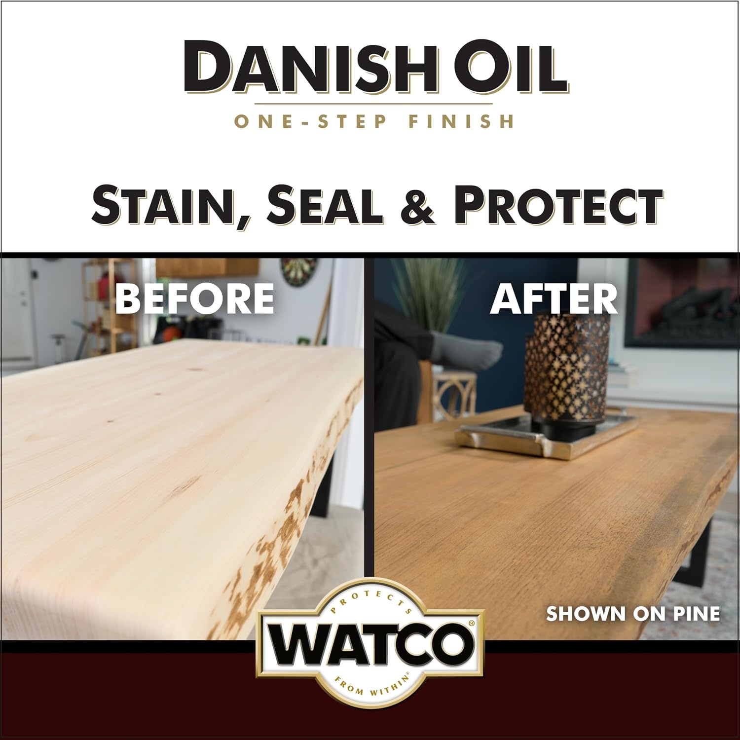 image:imageWatco Natural Danish Oil Wood Finish Penetrating Oil Formula Enhances Natural Grain Easy WipeOn Application For Wood Projects GallonDark Walnut