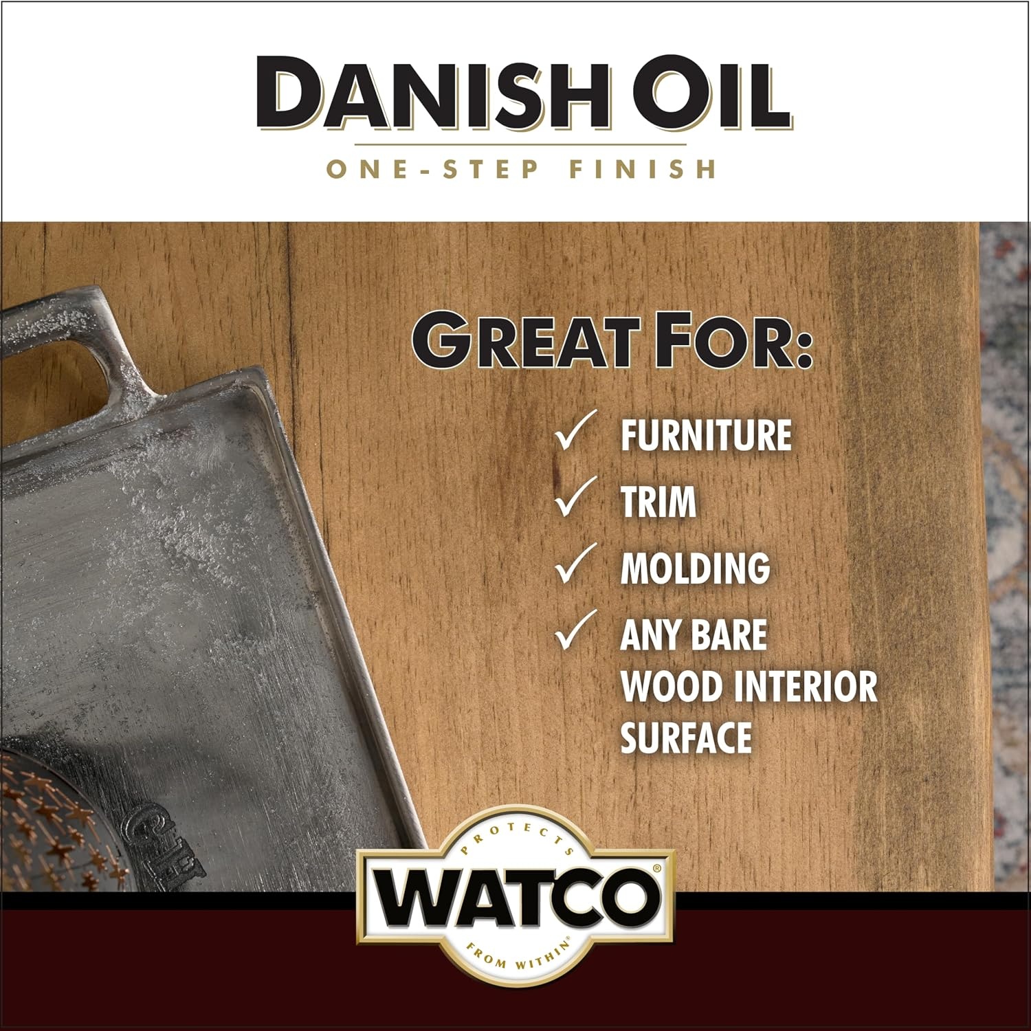 image:imageWatco Natural Danish Oil Wood Finish Penetrating Oil Formula Enhances Natural Grain Easy WipeOn Application For Wood Projects GallonDark Walnut