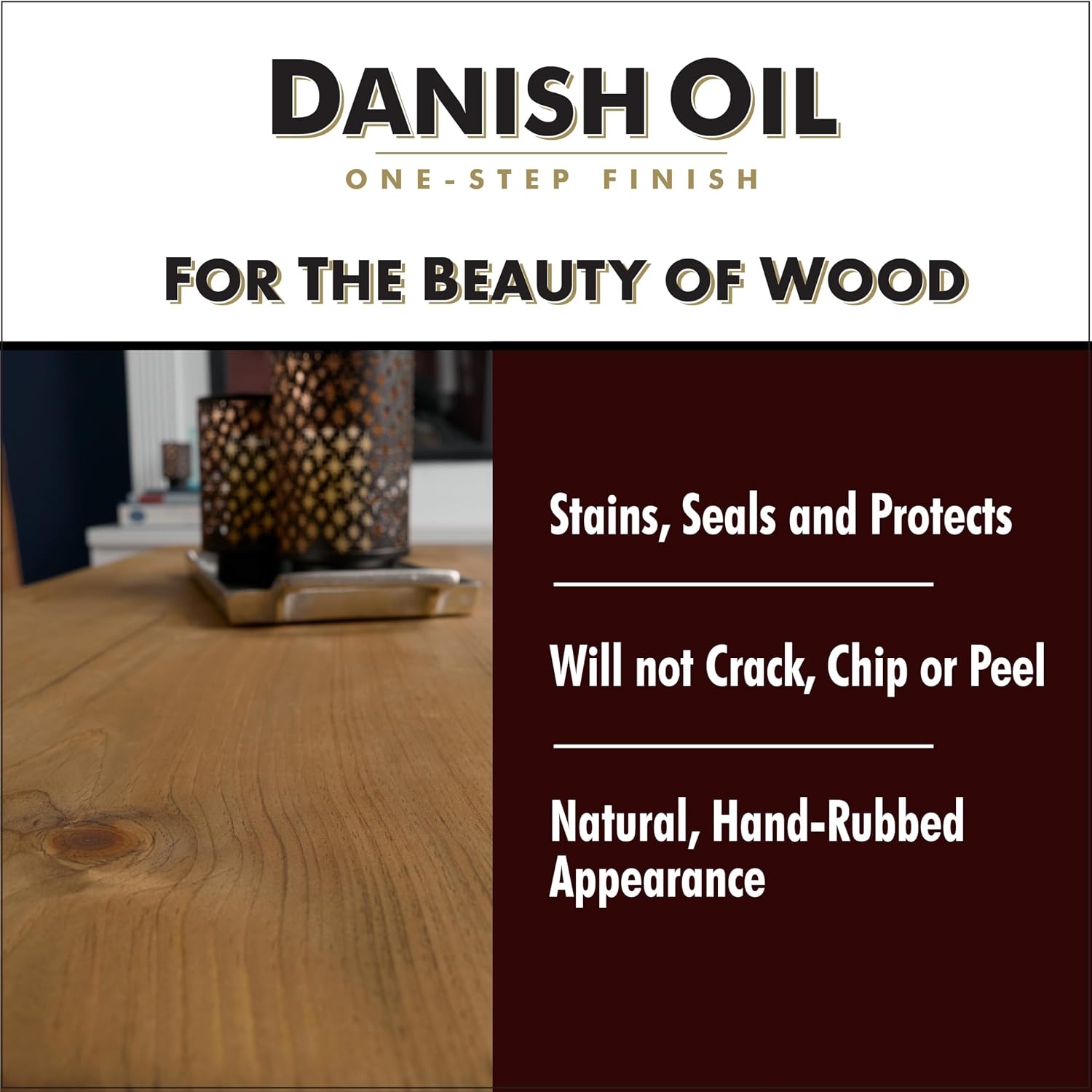 image:imageWatco Natural Danish Oil Wood Finish Penetrating Oil Formula Enhances Natural Grain Easy WipeOn Application For Wood Projects GallonDark Walnut