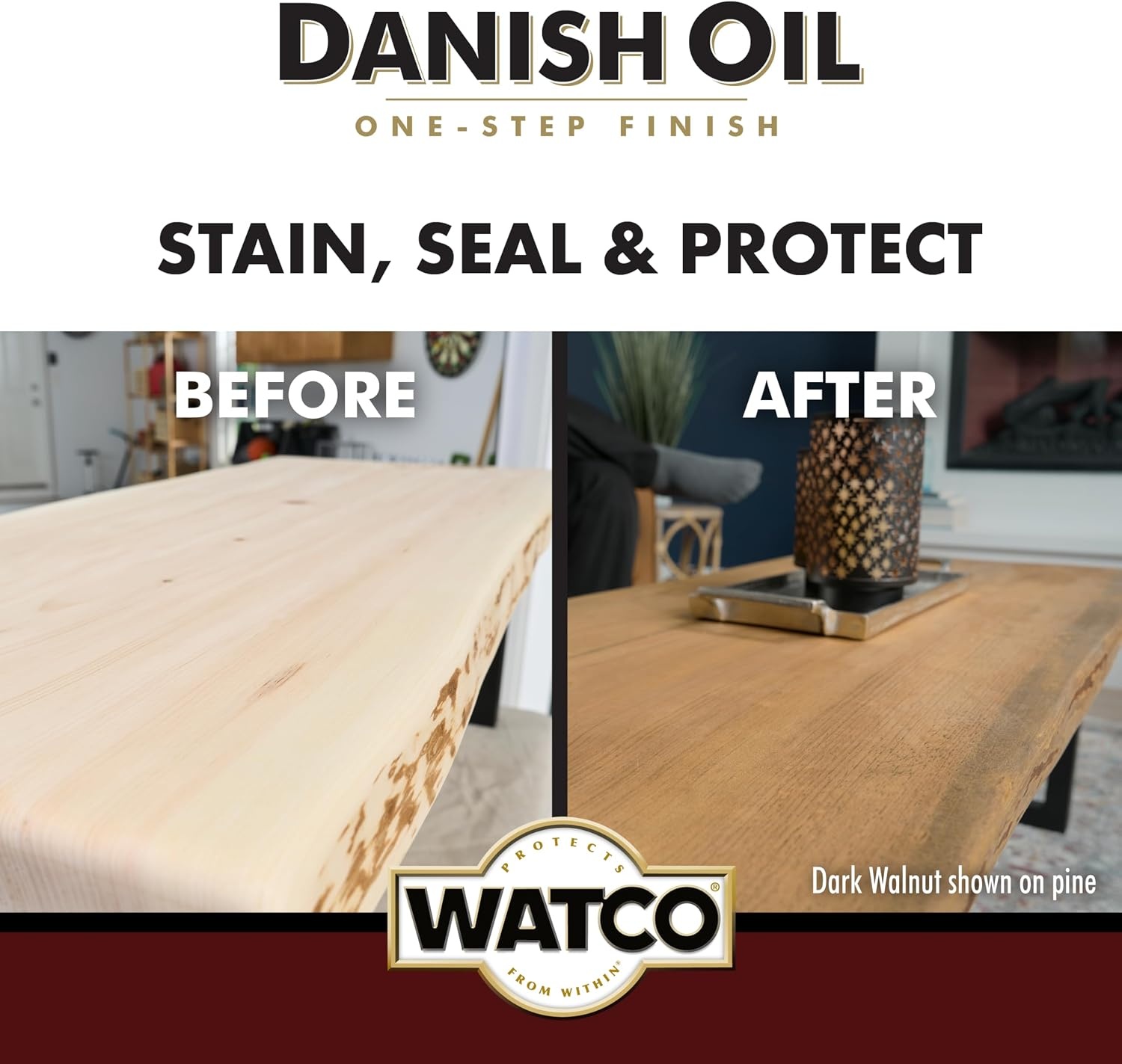 image:imageWatco Natural Danish Oil Wood Finish Penetrating Oil Formula Enhances Natural Grain Easy WipeOn Application For Wood Projects GallonNatural
