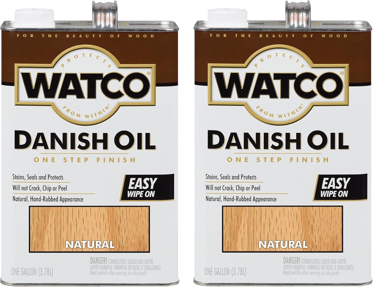 image:imageWatco Natural Danish Oil Wood Finish Penetrating Oil Formula Enhances Natural Grain Easy WipeOn Application For Wood Projects GallonNatural