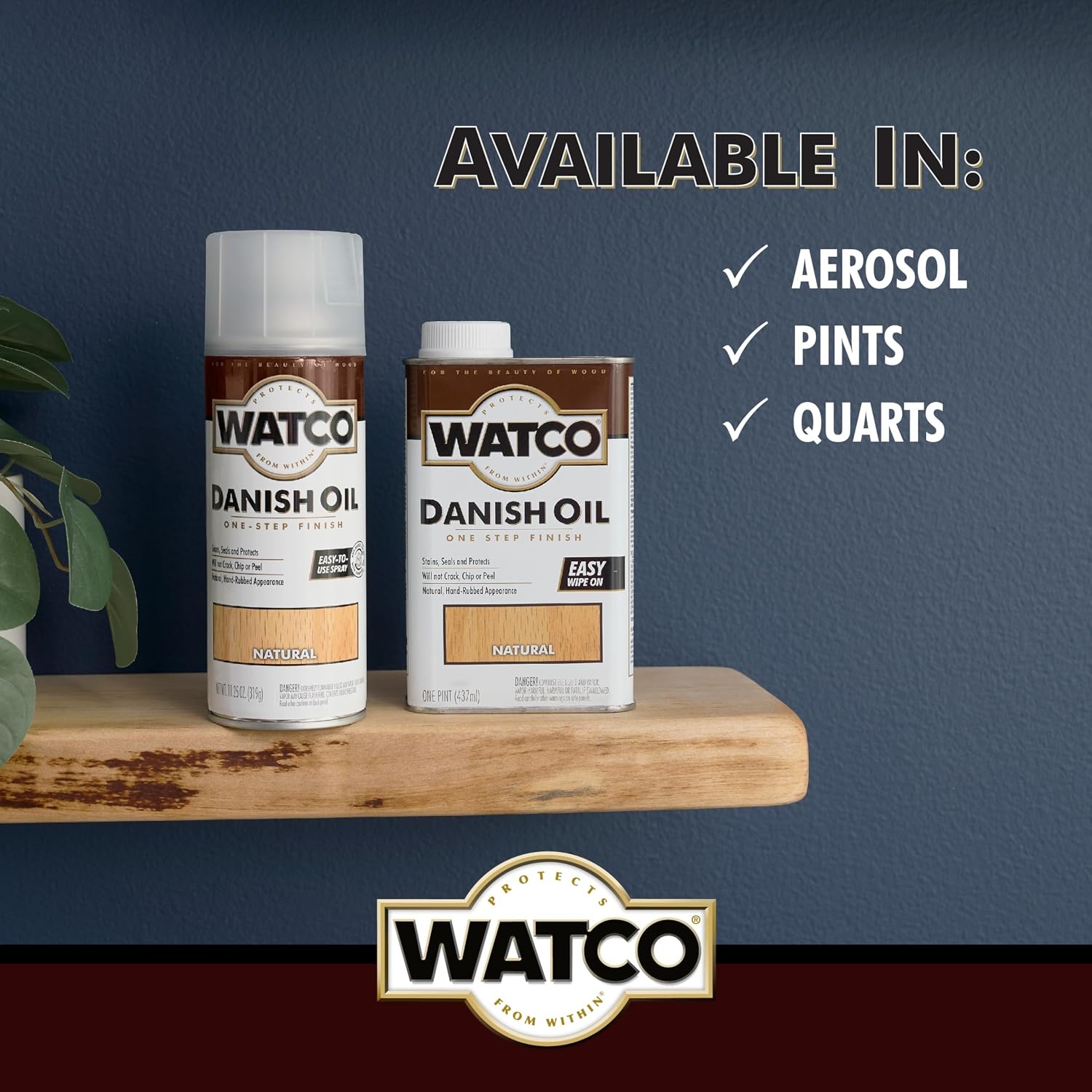 image:imageWatco Natural Danish Oil Wood Finish Penetrating Oil Formula Enhances Natural Grain Easy WipeOn Application For Wood Projects GallonNatural