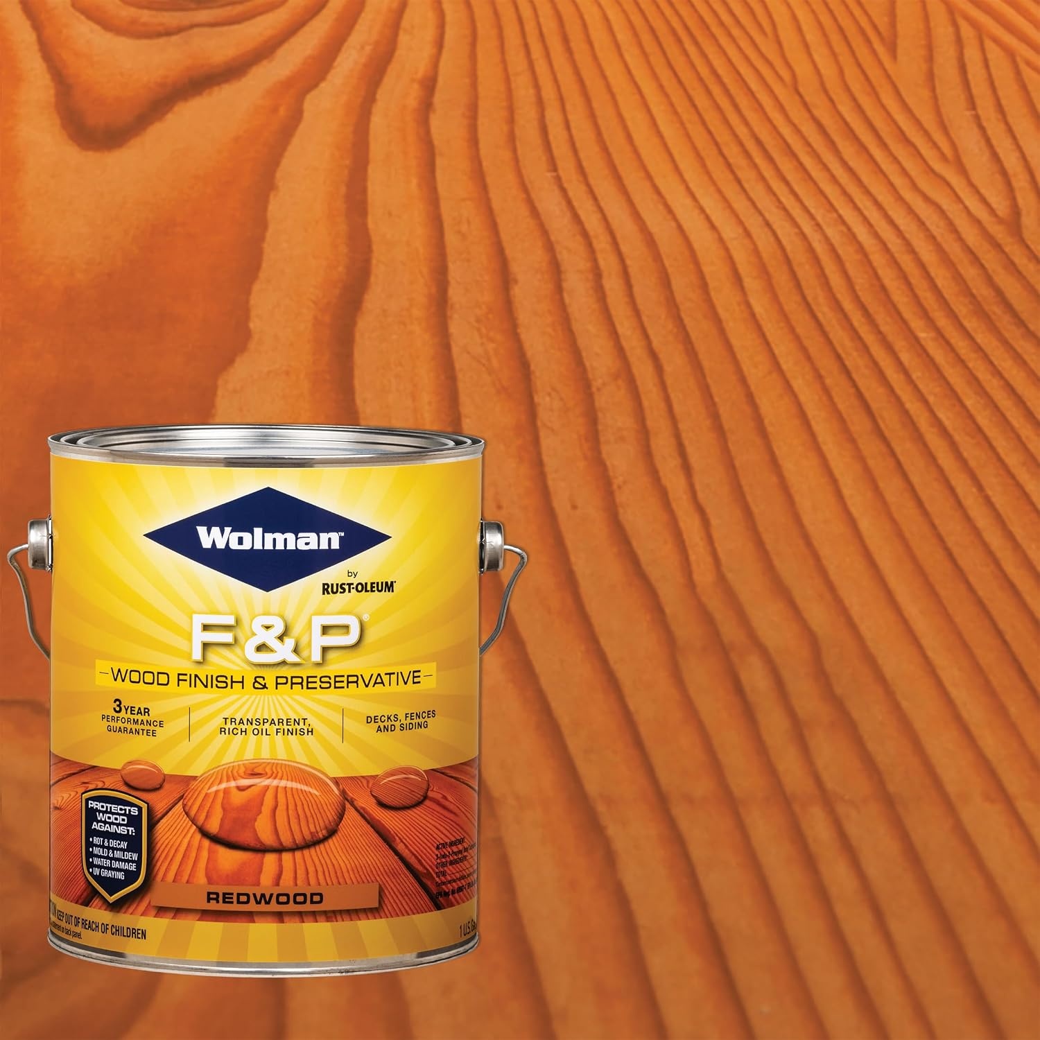image:imageWolman 144164PK FampP OilBased Wood Finish amp Preservative Transparent Stain Gallon Cedar 4 PackRedwood
