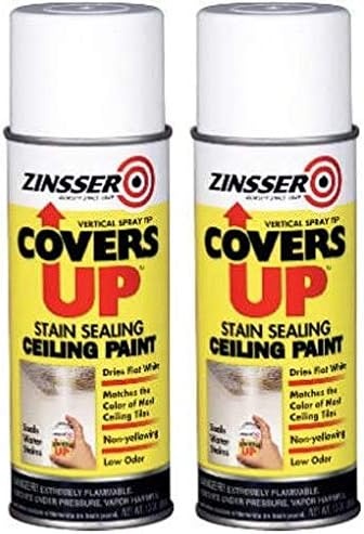 image:imageZinsser Covers Up Ceiling Paint amp Primer Spray White Zinsser Covers Up ceiling spray 13oz Flat White Flatwhite stainblocking paint primer hides water amp smoke stainsWhite