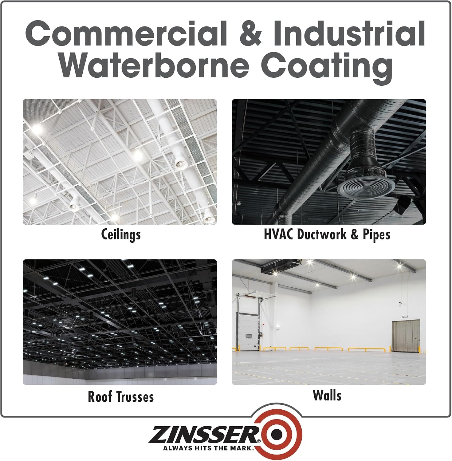 image:imageZinsser Dryfall Commercial amp Industrial Waterborne Coating White Flat 5 Gallon waterbased paint Flat finish Overspray dries to dust before landing ideal for ceilings warehouses amp decksWhite