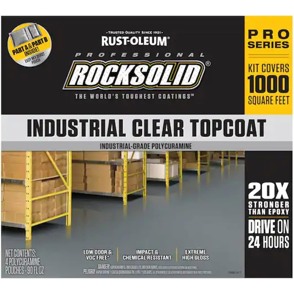 image:imageRockSolid Professional Industrial Floor High Gloss Clear Coating Kit 20X Stronger Than Epoxy Industrial Floor Protection Chemical amp Abrasion Resistance Commercial amp Garage Covers 1000 Sq FtClear