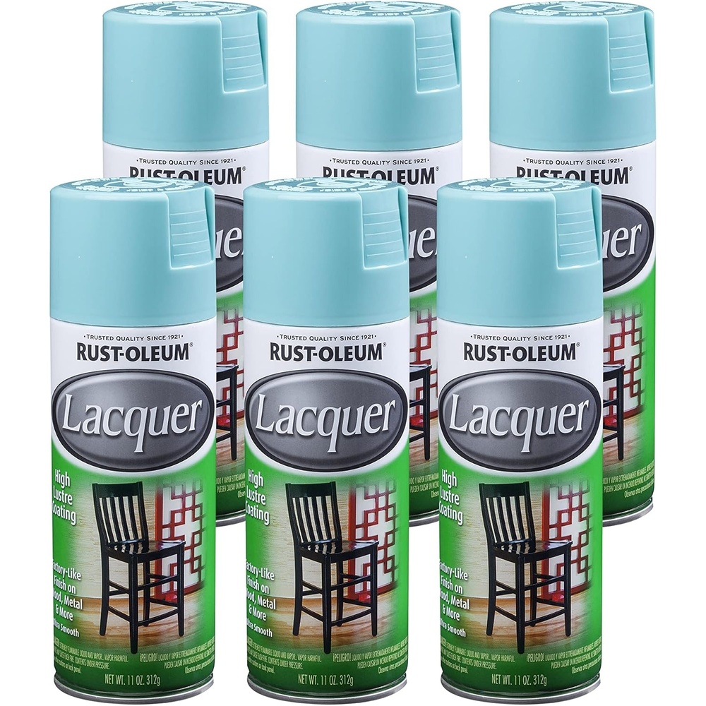 image:imageRustOleum 19068306PK Lacquer Spray Paint 11 oz Gloss Clear 6 PackTurquoise
