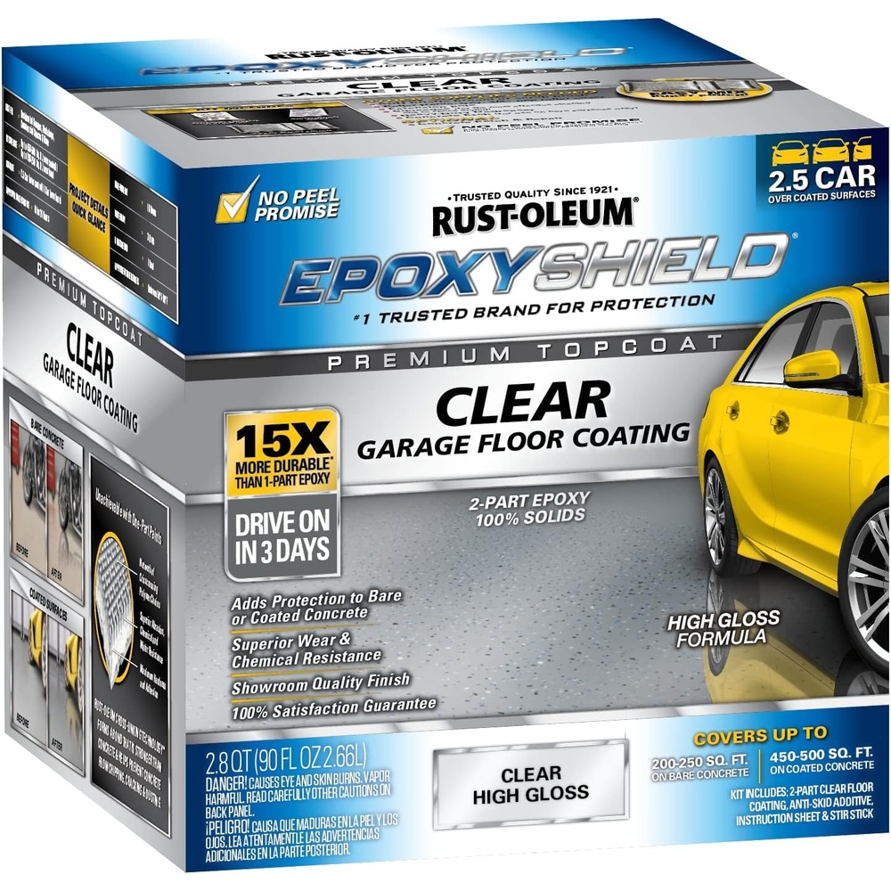 image:imageRustOleum EpoxyShield Gloss Tan Garage Floor Coating Kit Epoxy Garage Floor System Hot Tire And Chemical Resistant Professional Finish 1 CarClear