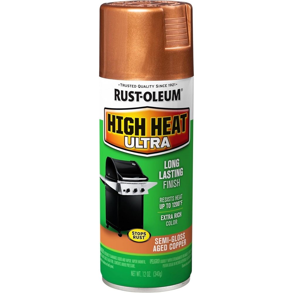 image:imageRustOleum High Heat Ultra SemiGloss Black Spray Paint Up To 1200F Protection Grills Smokers amp Stoves Rust Resistant Finish Corrosion Resistant 12 OzAged Copper