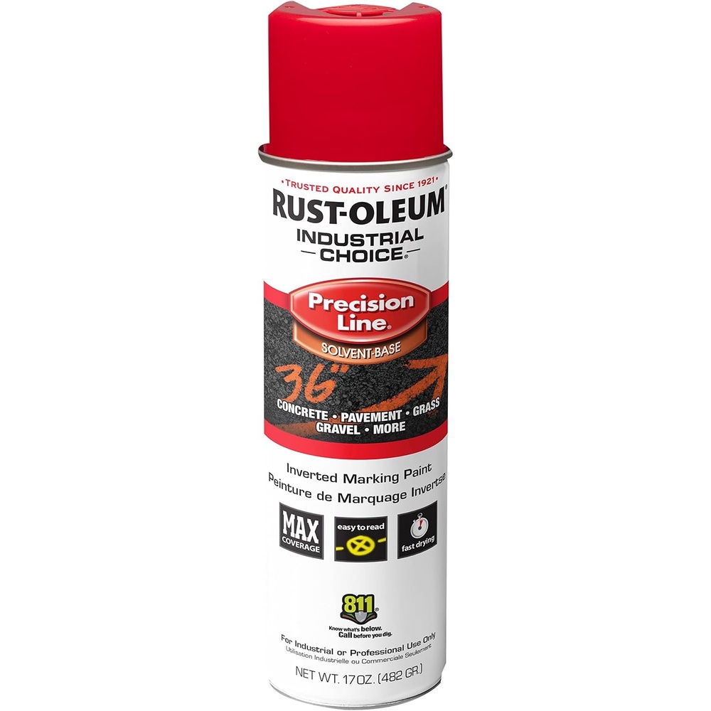 image:imageRustOleum Inverted Marking Spray WaterBased White M1600 System 17oz Inverted marking paint for pavement turf gravel amp utilities fastdry weatherresistant 12packSafety Red