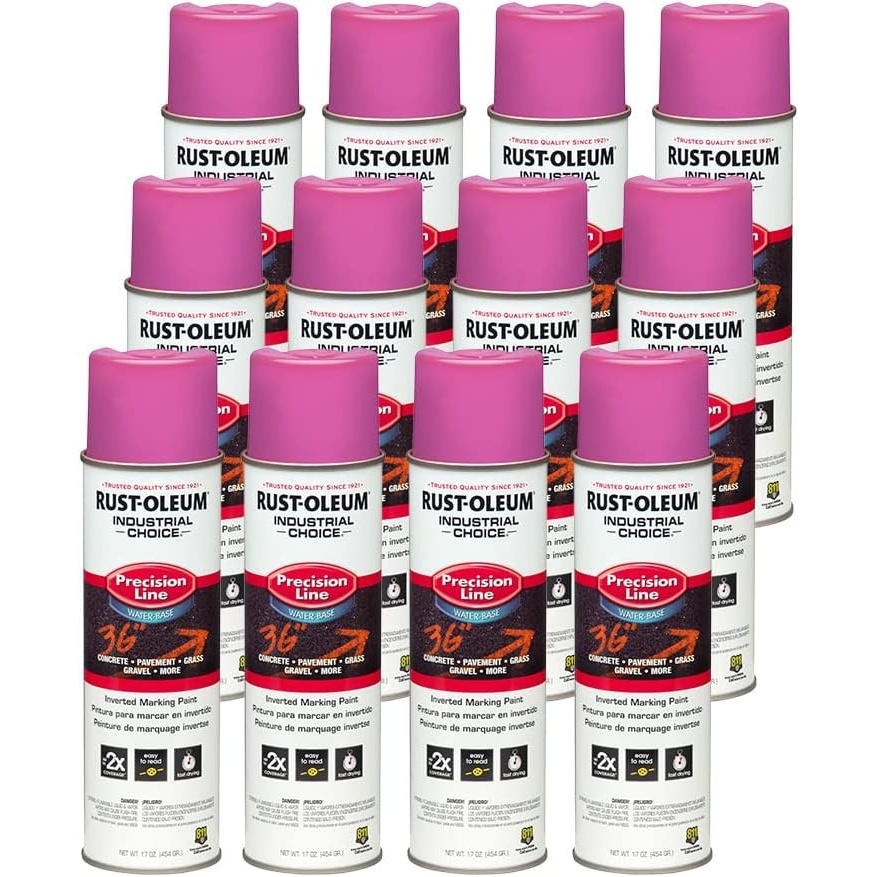 image:imageRustOleum Inverted Marking Spray WaterBased White M1600 System 17oz Inverted marking paint for pavement turf gravel amp utilities fastdry weatherresistant 12packSafety Purple