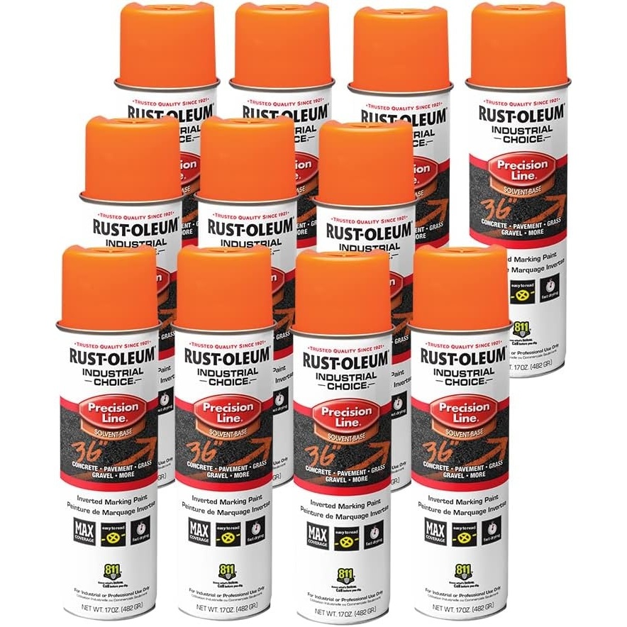 image:imageRustOleum Inverted Marking Spray WaterBased White  M1600 System 17oz Inverted marking paint for pavement turf gravel amp utilities fastdry weatherresistant 12packFluorescent Orange