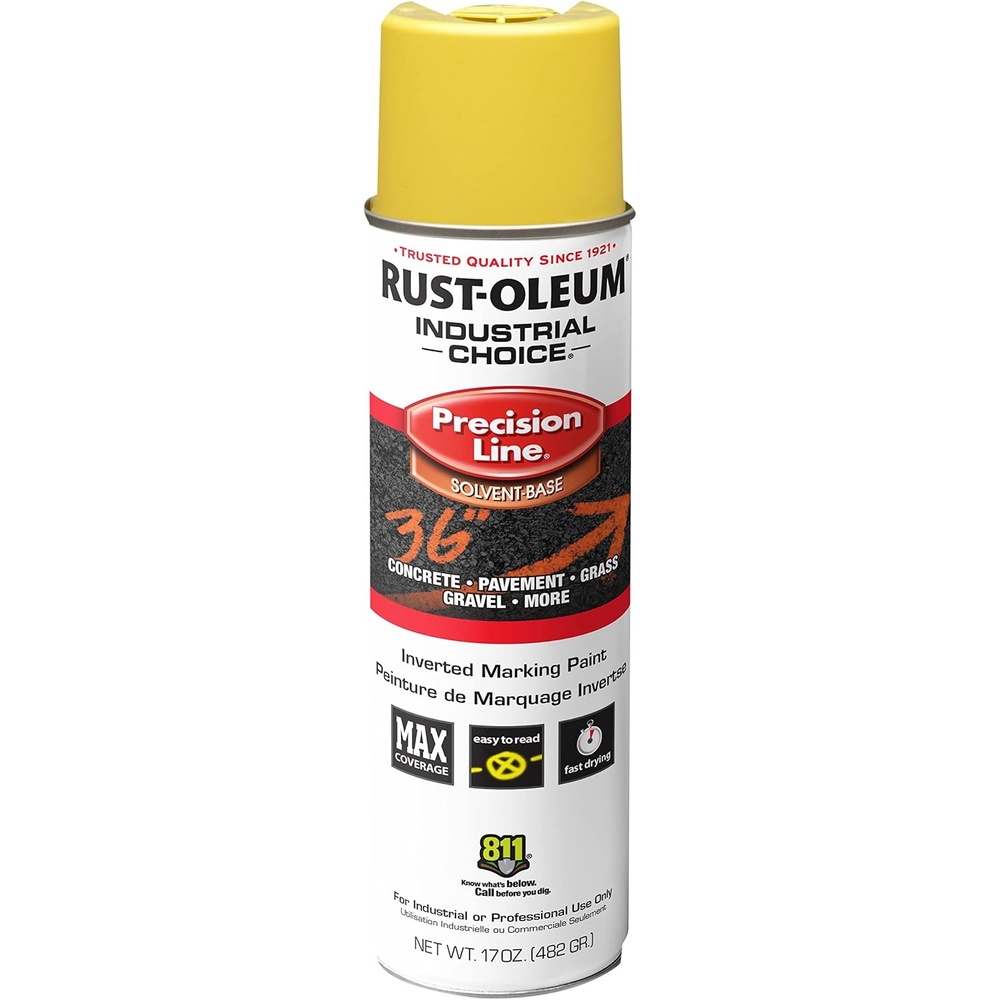 image:imageRustOleum Inverted Marking Spray WaterBased White M1600 System 17oz Inverted marking paint for pavement turf gravel amp utilities fastdry weatherresistant 12packHigh Visibility Yellow