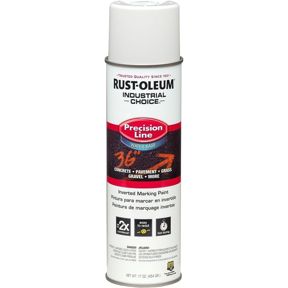 image:imageRustOleum Inverted Marking Spray WaterBased White M1600 System 17oz Inverted marking paint for pavement turf gravel amp utilities fastdry weatherresistant 12packWhite
