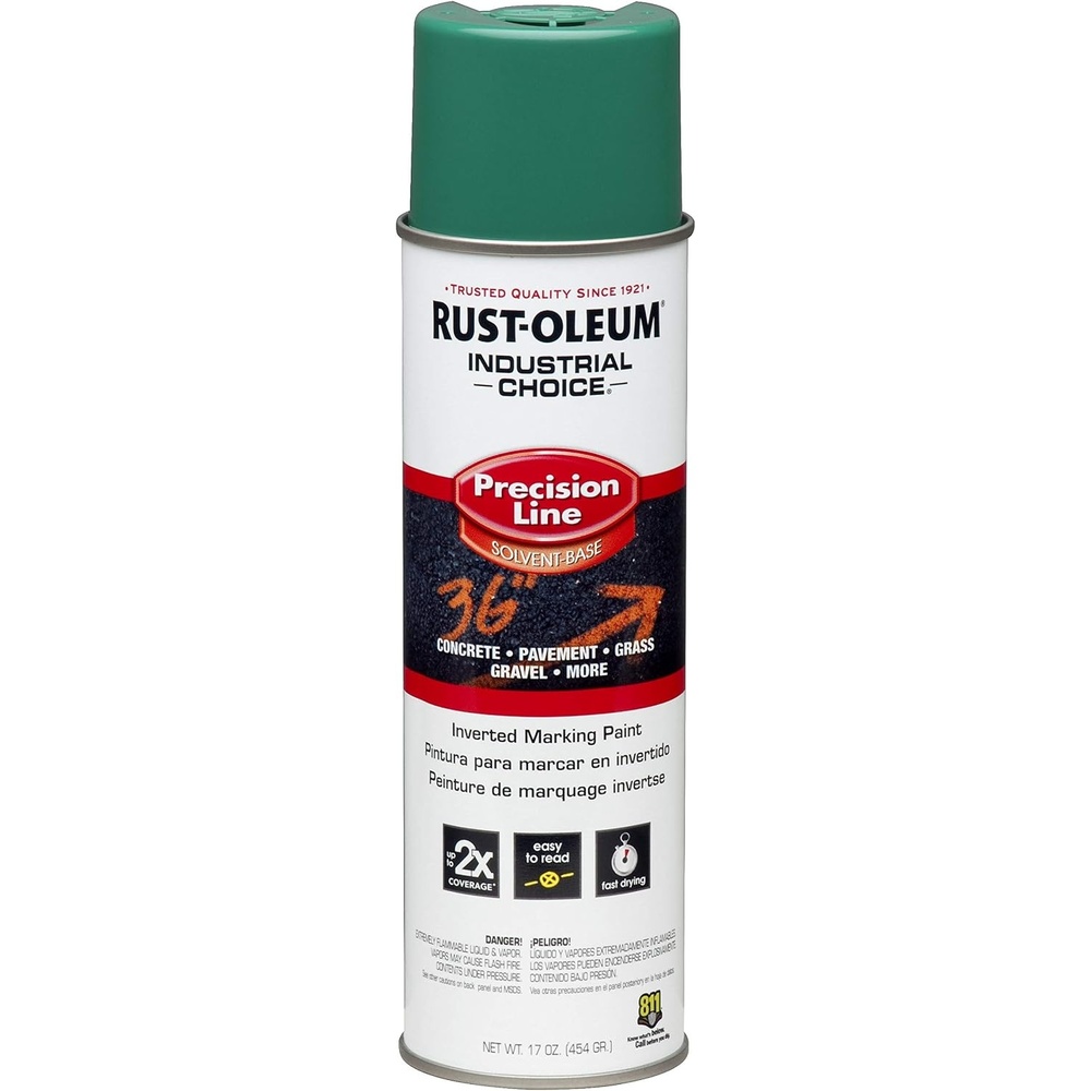 image:imageRustOleum Inverted Marking Spray WaterBased White M1600 System 17oz Inverted marking paint for pavement turf gravel amp utilities fastdry weatherresistant 12packAPWA Safety Green